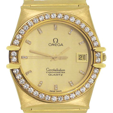 omega gold watch with diamonds|omega constellation watch with diamonds.